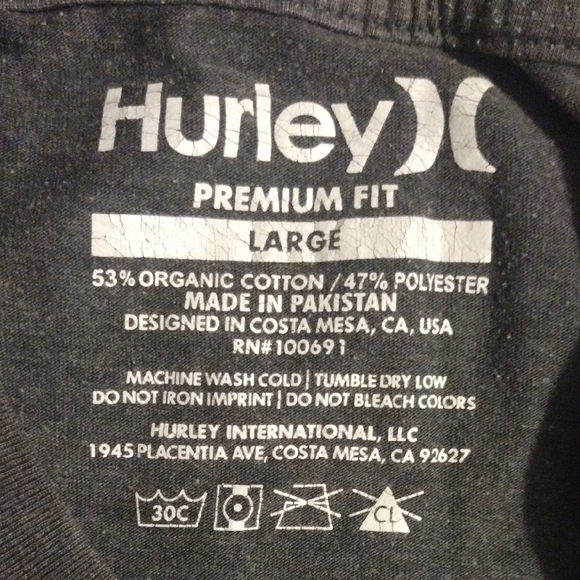 Hurley Gray Short Sleeve Tee Casual Comfort - Picture 6 of 6